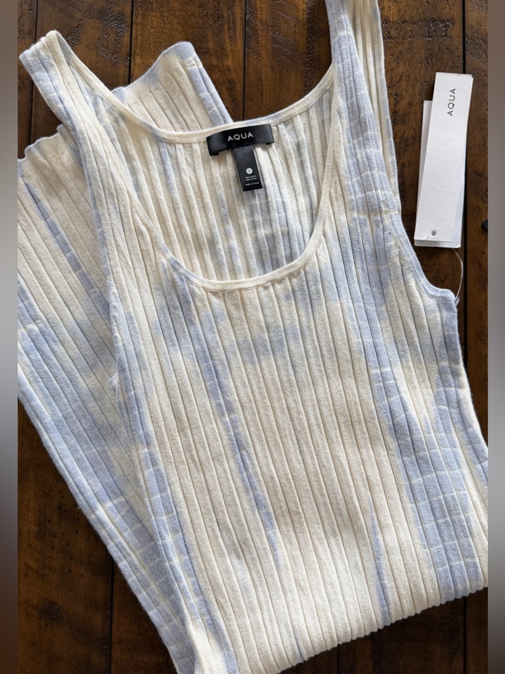 Aqua Tie-Dye Ribbed Tank Dress